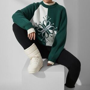 Vintage Nordic Colorblock Sweater Apres Ski Christmas Alpine Scandi Mock Neck